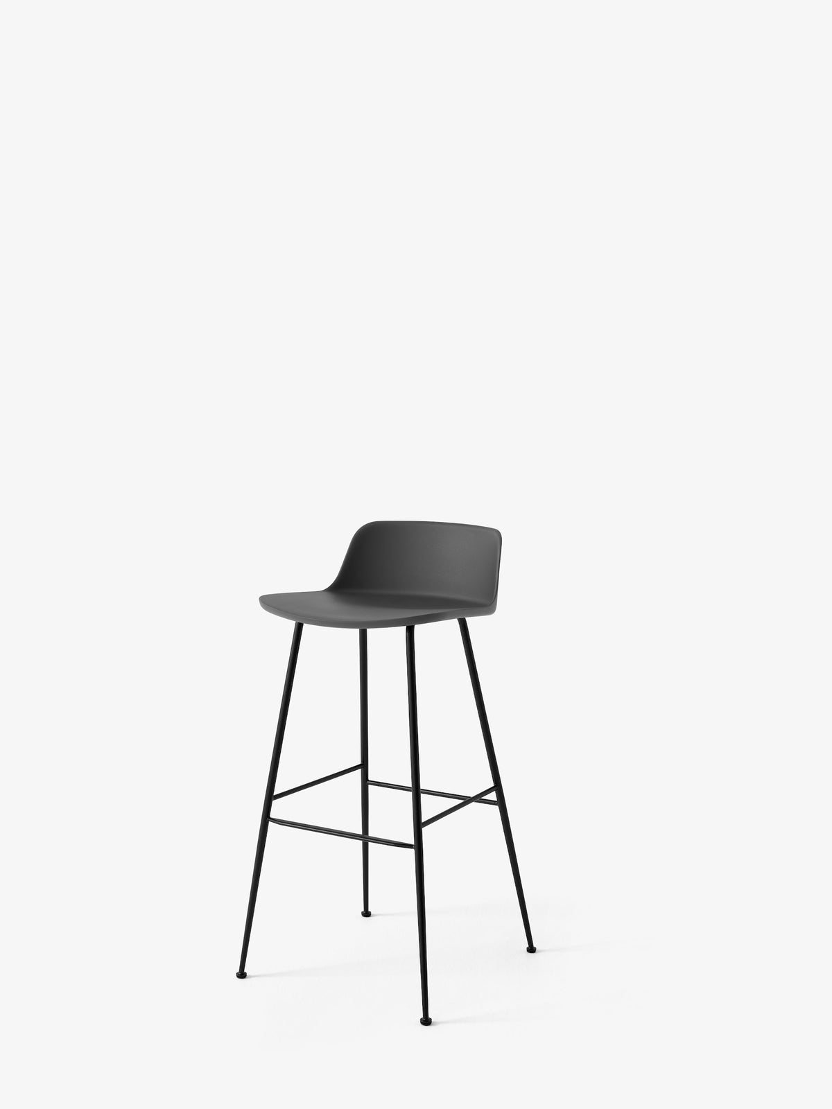 Tabouret de bar Rely HW86 Gris pierre piètement tube noir - &amp;Tradition