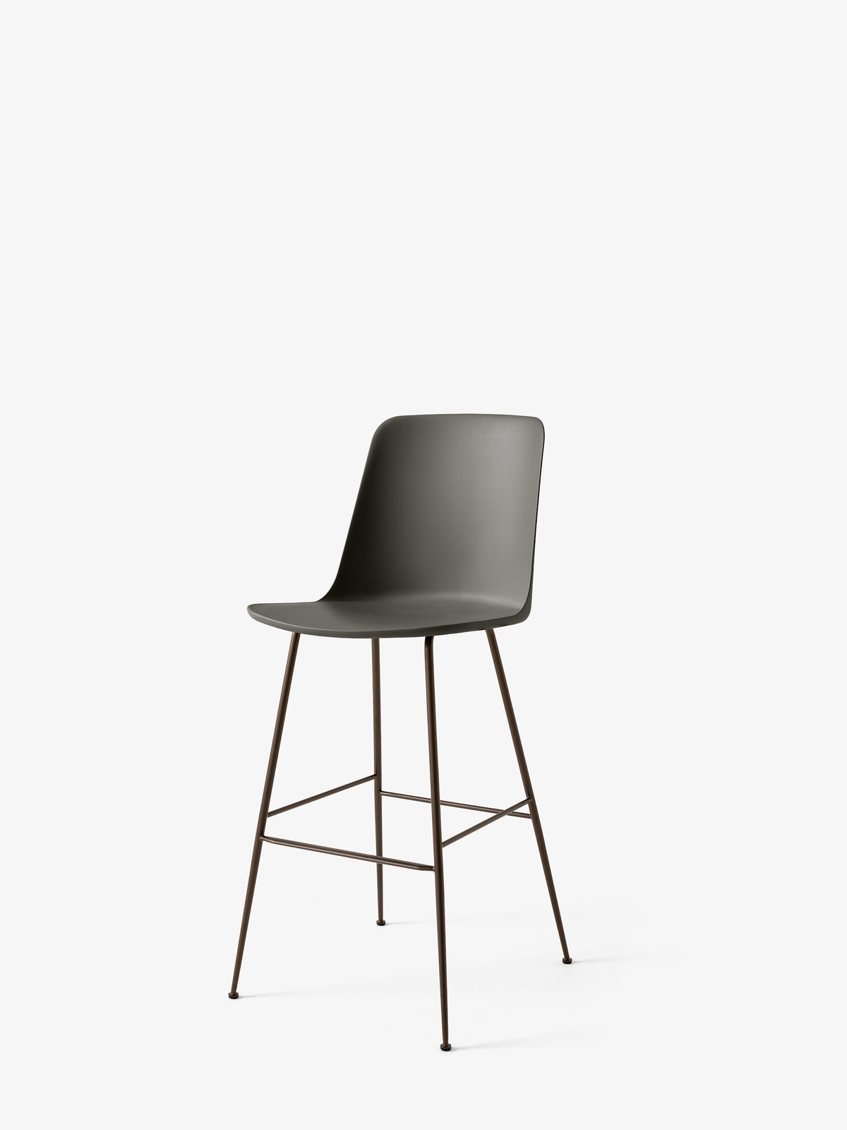 Chaise de bar Rely HW96 Gris pierre piètement tube bronze - &amp;Tradition
