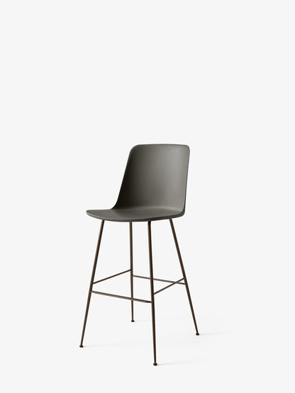 Chaise de bar Rely HW96 Gris pierre piètement tube bronze - &amp;Tradition