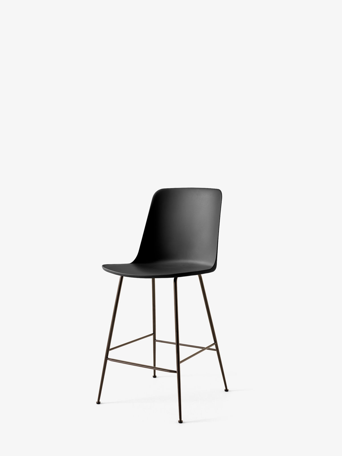 Chaise de comptoir Rely HW91 Noir piètement tube bronze - &amp;Tradition