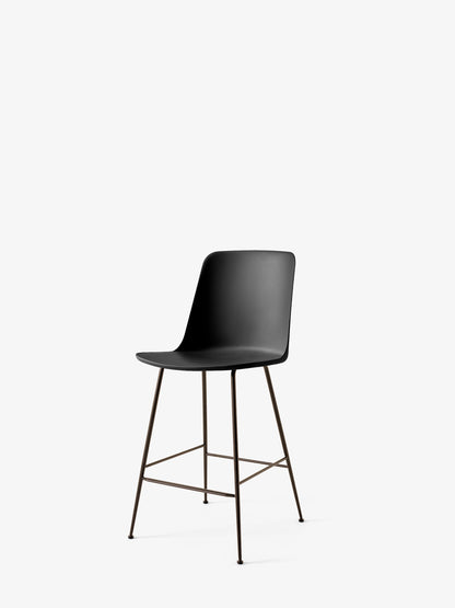 Chaise de comptoir Rely HW91 Noir piètement tube bronze - &amp;Tradition