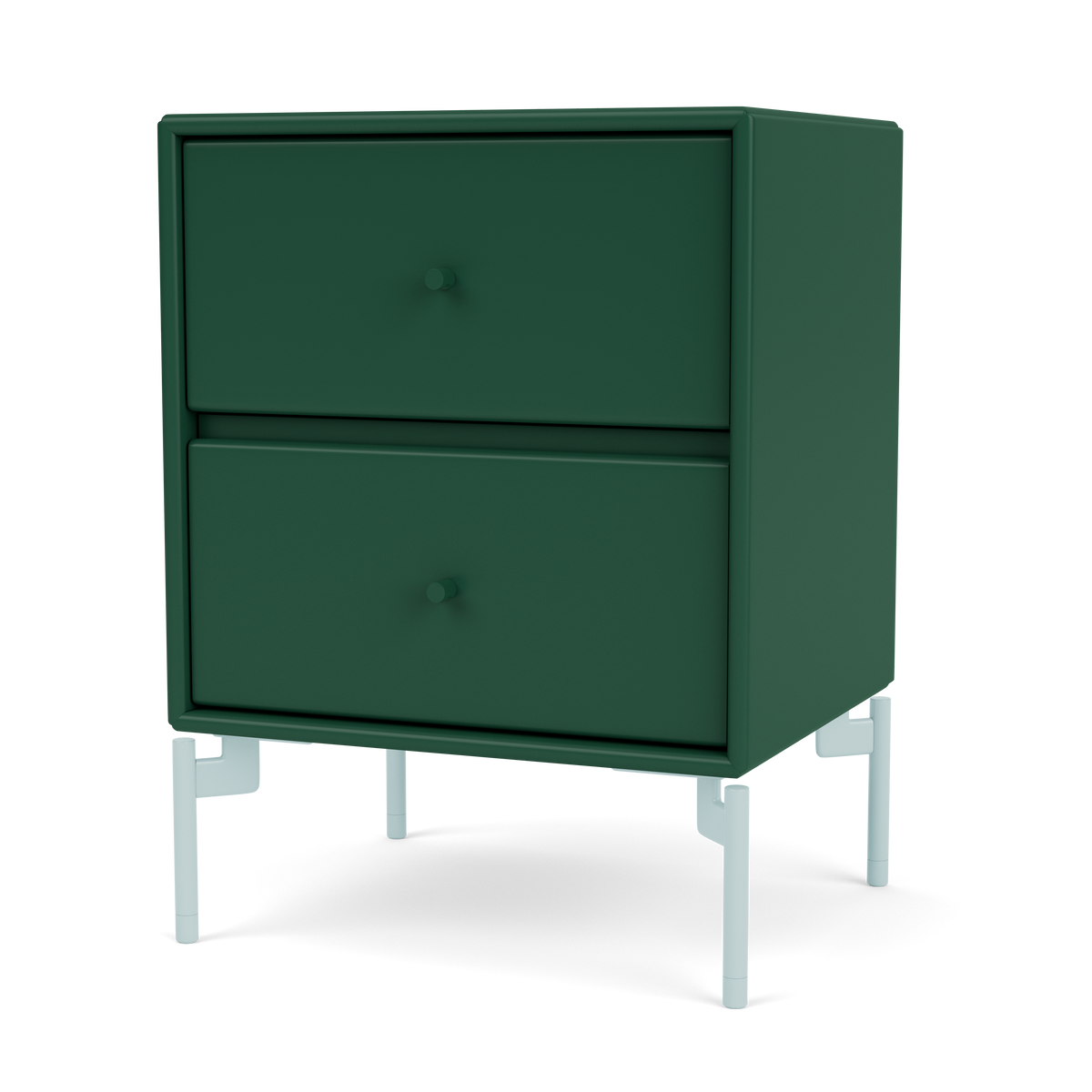 Table de chevet Drift par Peter J. Lassen, laque 136 Pine, sur pieds 148 Flint, packshot Montana