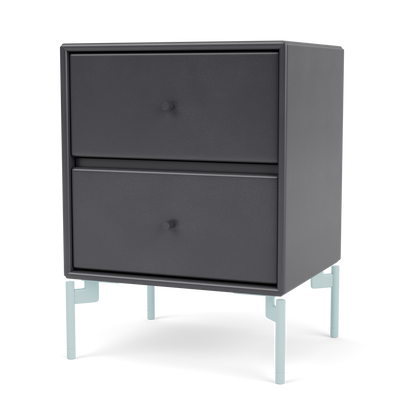 Table de chevet Drift par Peter J. Lassen, laque 36 Coal, sur pieds 148 Flint, packshot Montana