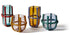 Vase Sestiere de Patricia Urquiola - Cassina-quatre vases en verre colorés avec liens rayés-Cassina