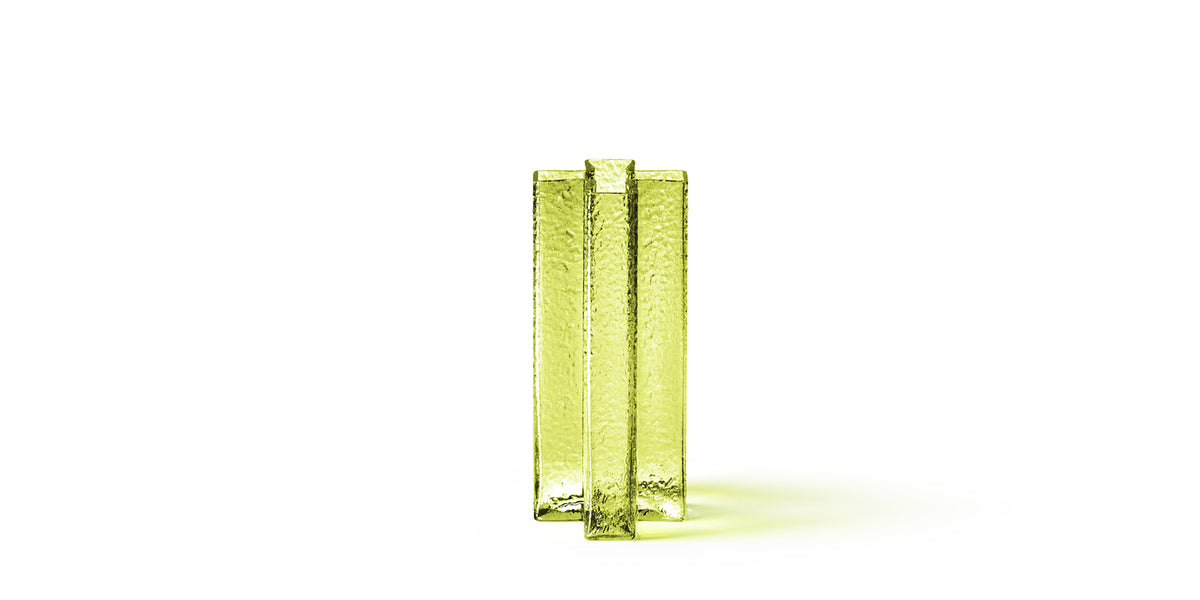 Vase Cross de Bodil Kjær - Cassina-vue de face, verre vert pomme texturé-Cassina