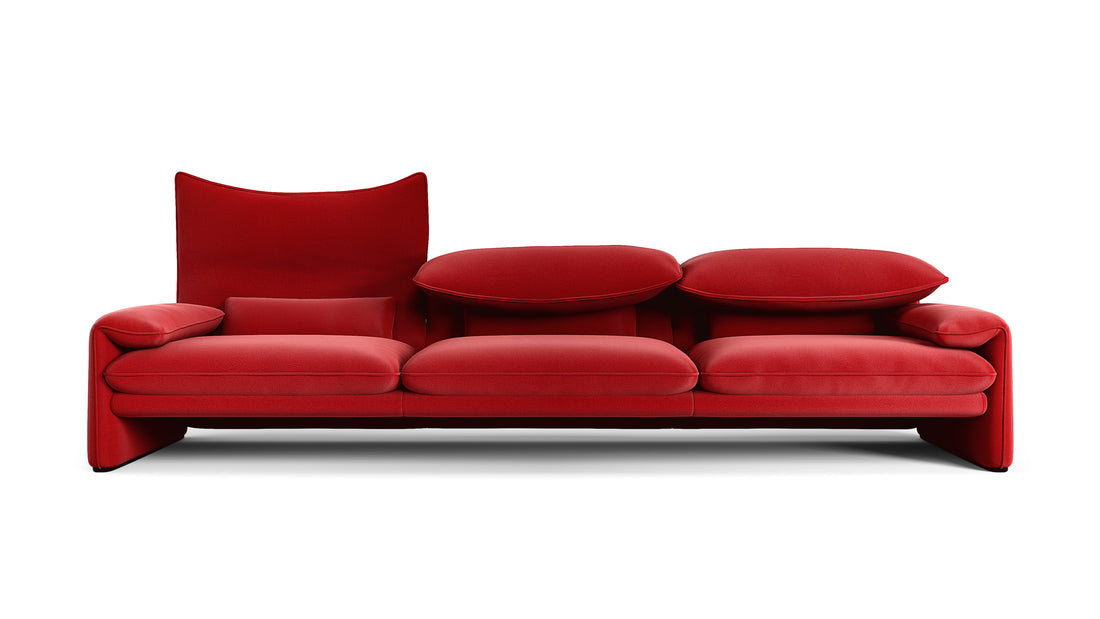 Canapé Maralunga 50 rouge de Vico Magistretti - Cassina-packshot, revêtement rouge-The Woods Gallery