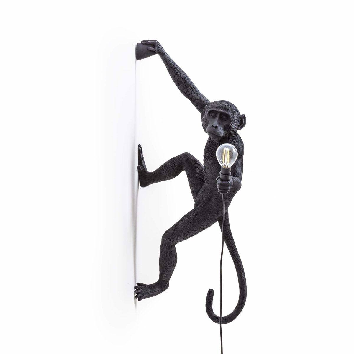 Applique Lampe Singe suspendu à droite OUTDOOR de Marcantonio - Seletti-Noir-The Woods Gallery