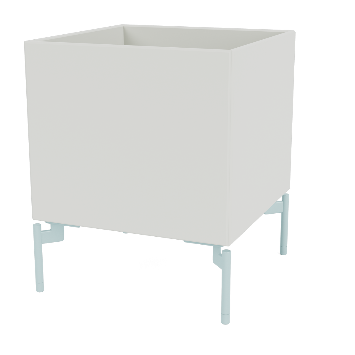 Boite de Rangement Colour Box I – S6161 par Peter J. Lassen, laque 09 Nordic, sur pieds 148 Flint, packshot Montana