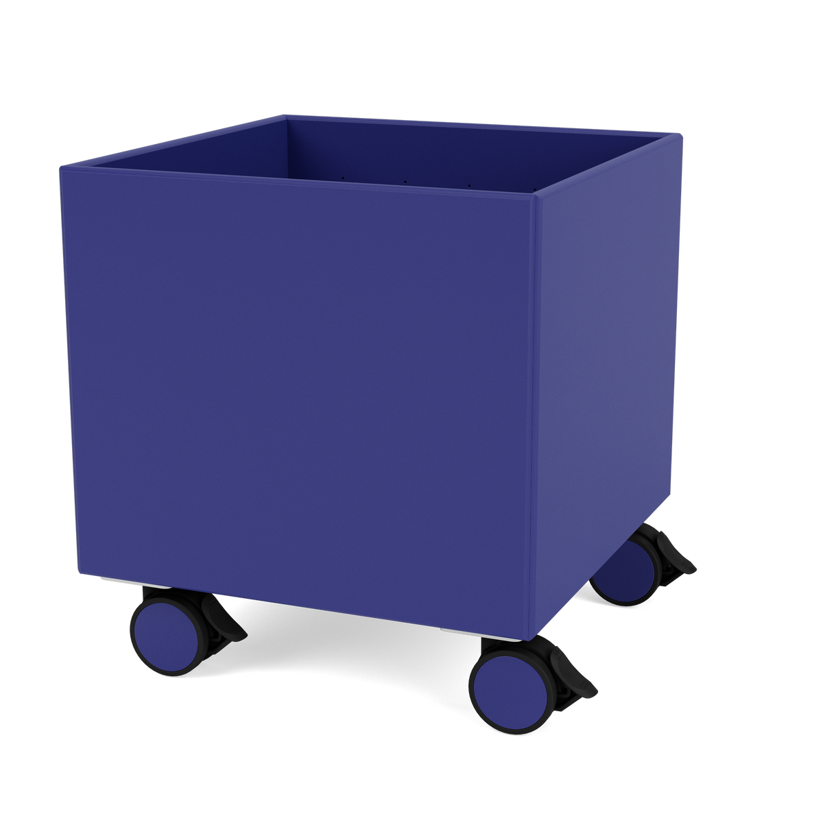 Boite de Rangement Colour Box I – S6161 par Peter J. Lassen, laque 135 Monarch, sur roulettes, packshot Montana