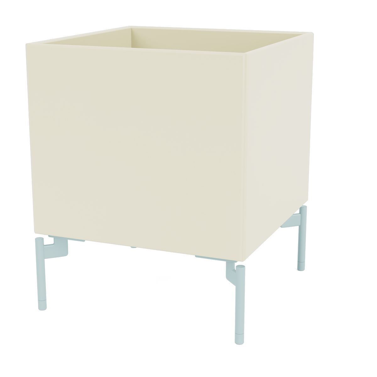 Boite de Rangement Colour Box I – S6161 par Peter J. Lassen, laque 150 Vanilla, sur pieds 148 Flint, packshot Montana