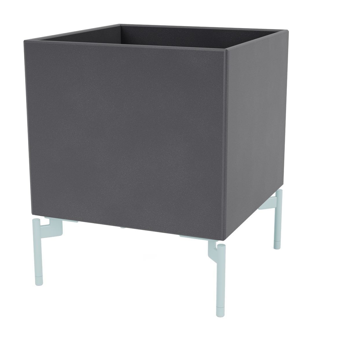 Boite de Rangement Colour Box I – S6161 par Peter J. Lassen, laque 36 Coal, sur pieds 148 Flint, packshot Montana