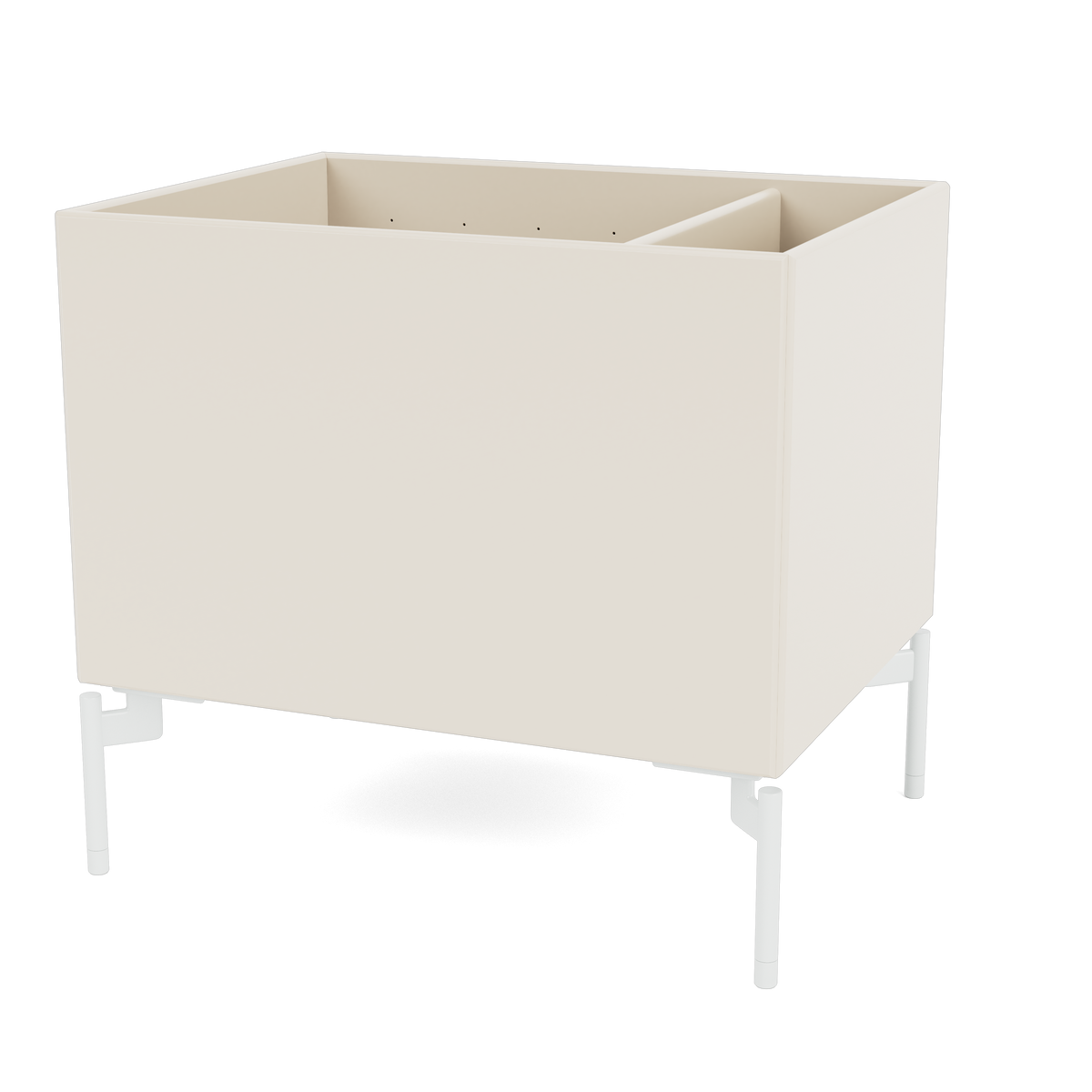 Boîte de rangement Colour Box II S4162 par Peter J. Lassen, laque 158 Oat, sur pieds 12,6 cm Snow, packshot Montana