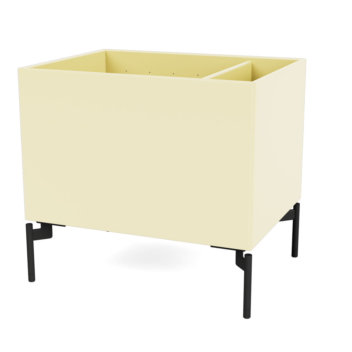 Boîte de rangement Colour Box II S4162 par Peter J. Lassen, laque 159 Camomile, sur pieds 12,6 cm Black, packshot Montana