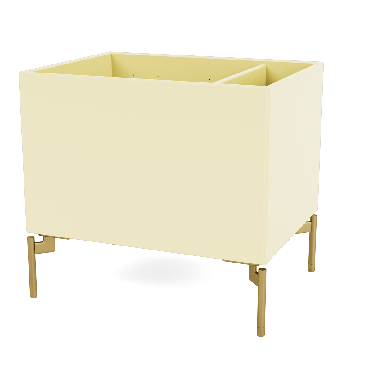 Boîte de rangement Colour Box II S4162 par Peter J. Lassen, laque 159 Camomile, sur pieds 12,6 cm Laiton, packshot Montana