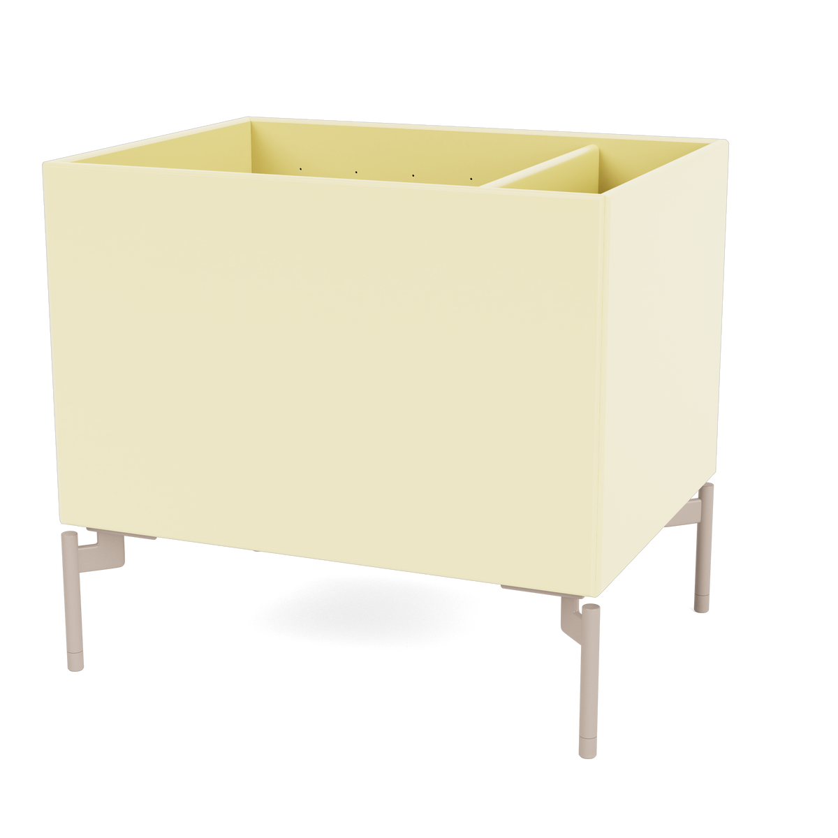 Boîte de rangement Colour Box II S4162 par Peter J. Lassen, laque 159 Camomile, sur pieds 12,6 cm Mushroom, packshot Montana