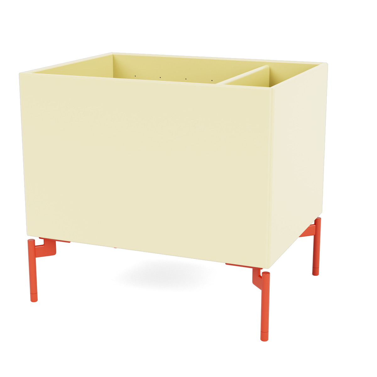Boîte de rangement Colour Box II S4162 par Peter J. Lassen, laque 159 Camomile, sur pieds 12,6 cm Rosehip, packshot Montana
