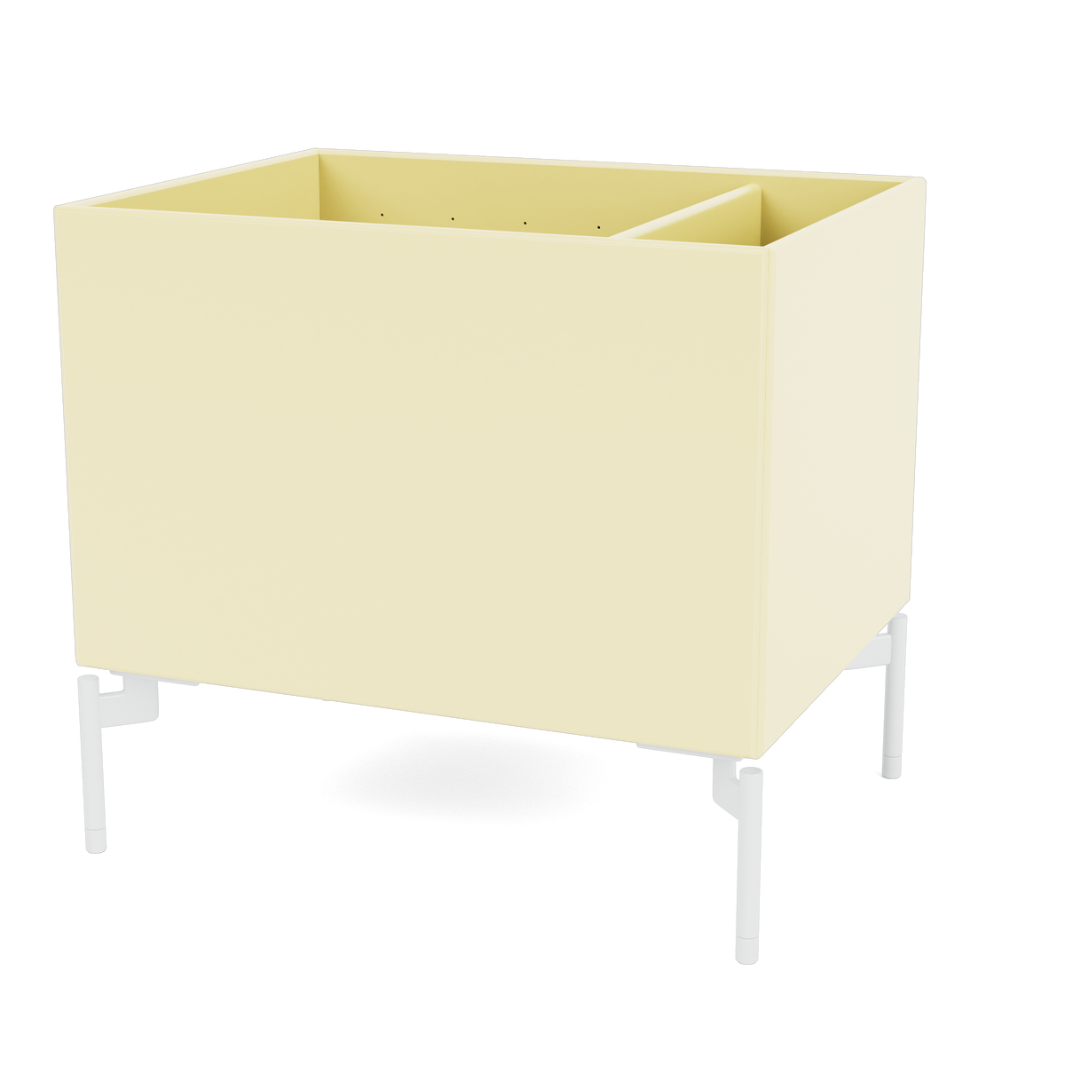 Boîte de rangement Colour Box II S4162 par Peter J. Lassen, laque 159 Camomile, sur pieds 12,6 cm Snow, packshot Montana