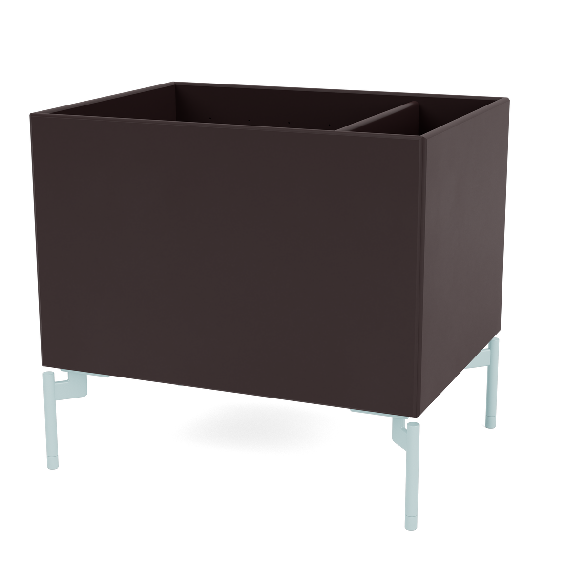 Boîte de rangement Colour Box II S4162 par Peter J. Lassen, laque 160 Balsamic, sur pieds 12,6 cm Flint, packshot Montana