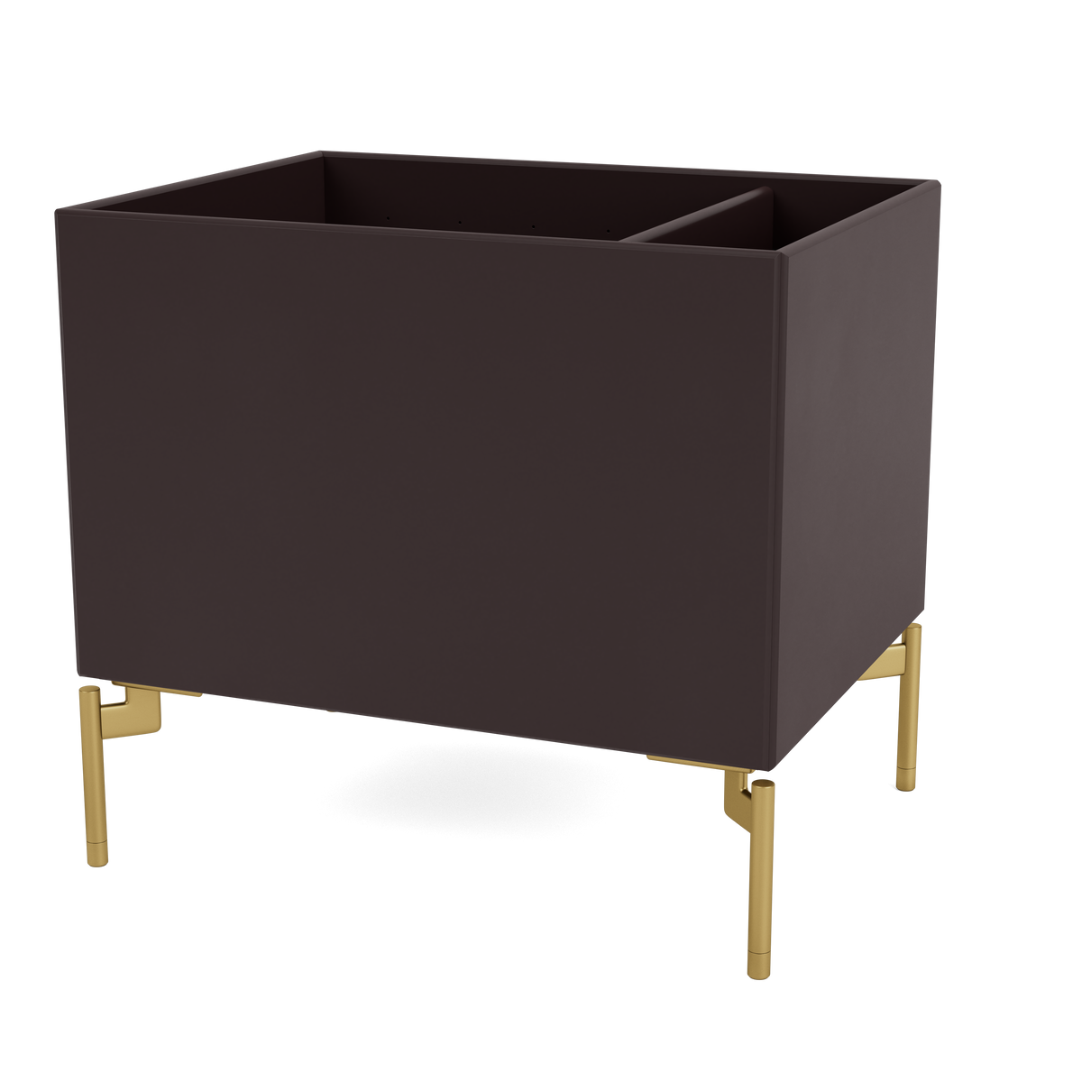 Boîte de rangement Colour Box II S4162 par Peter J. Lassen, laque 160 Balsamic, sur pieds 12,6 cm Laiton, packshot Montana