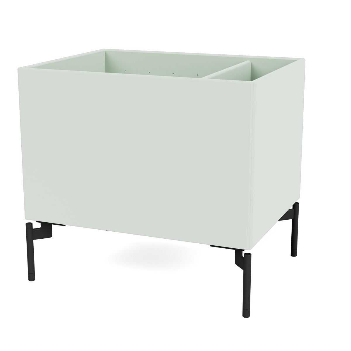 Boîte de rangement Colour Box II S4162 par Peter J. Lassen, laque 161 Mist, sur pieds 12,6 cm Black, packshot Montana