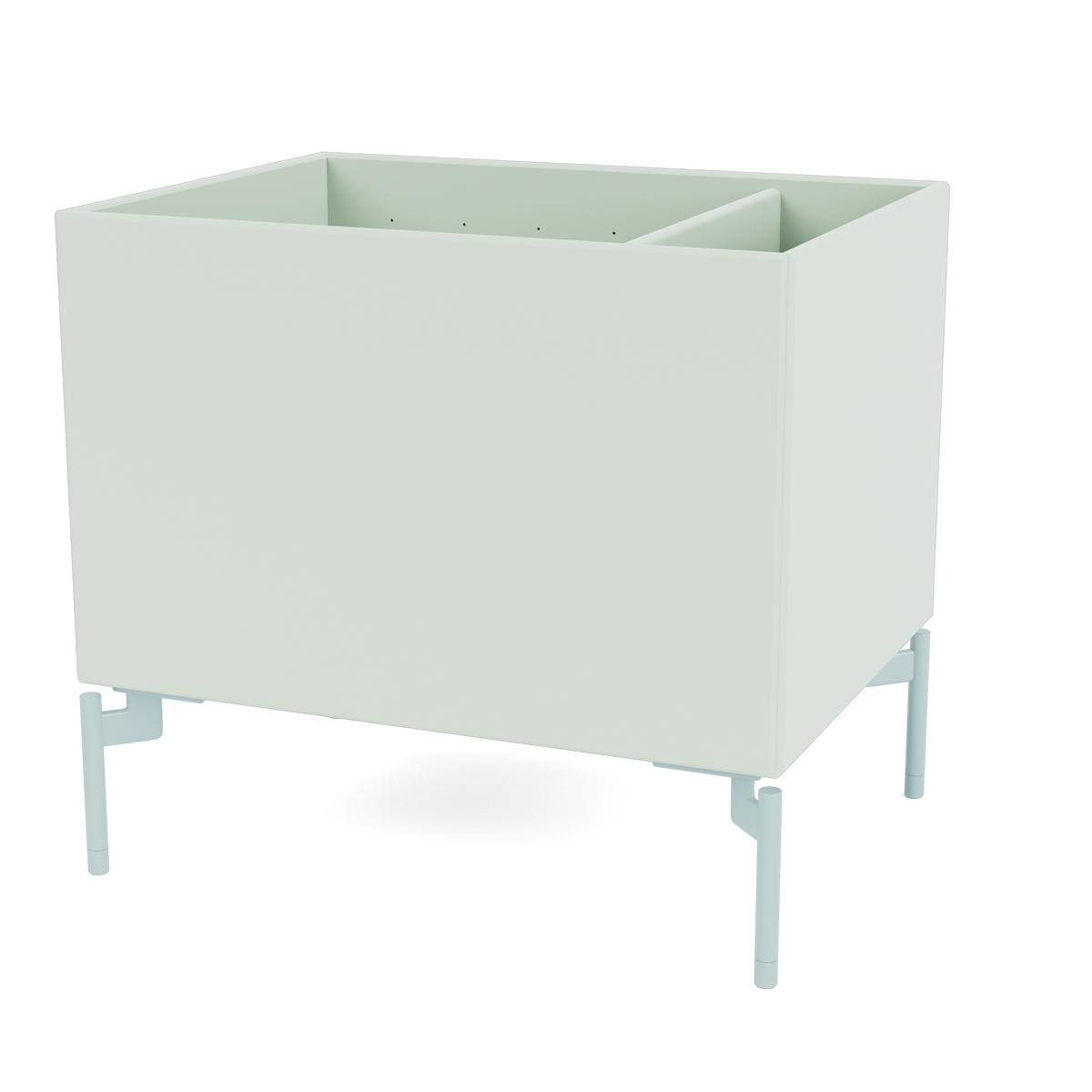 Boîte de rangement Colour Box II S4162 par Peter J. Lassen, laque 161 Mist, sur pieds 12,6 cm Flint, packshot Montana