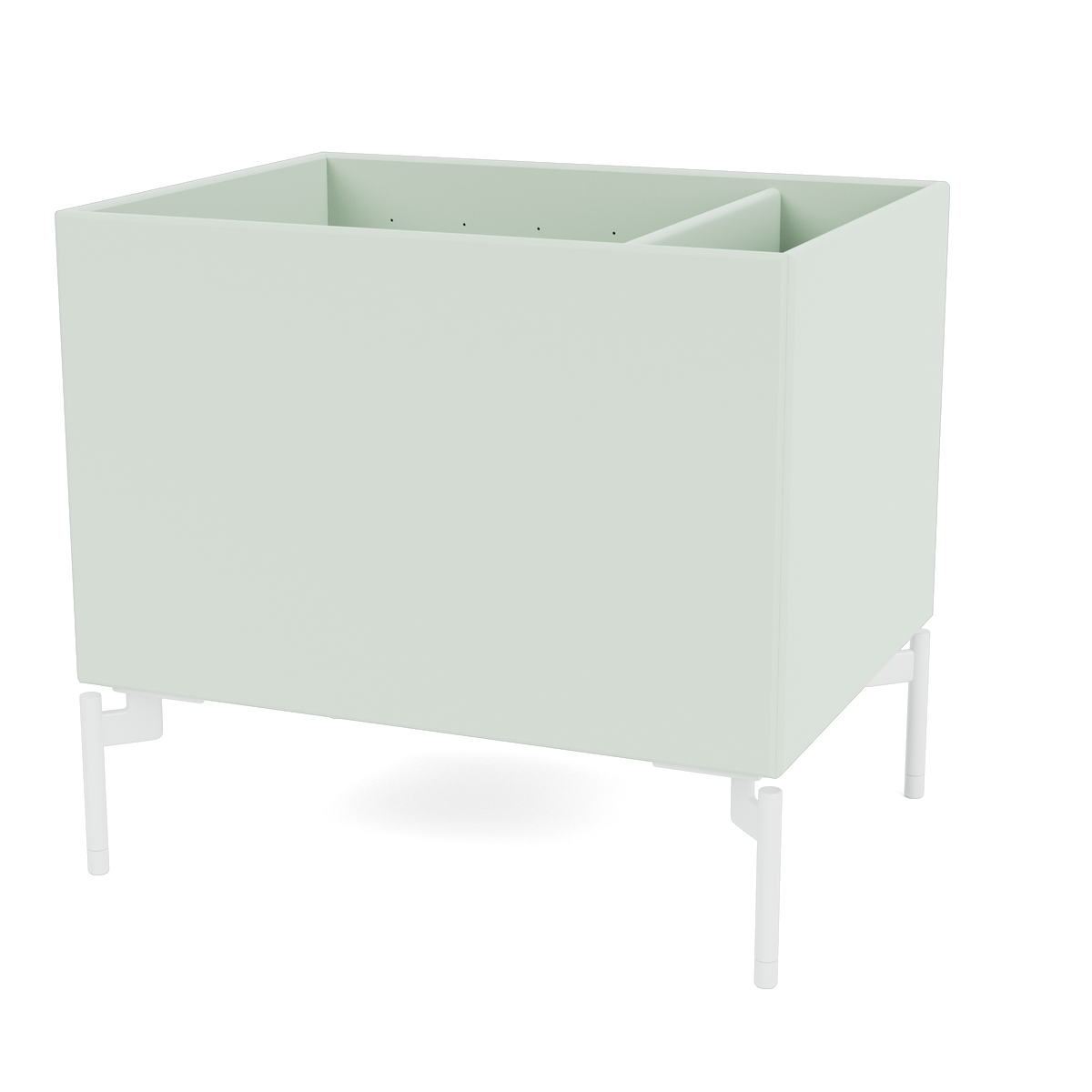Boîte de rangement Colour Box II S4162 par Peter J. Lassen, laque 161 Mist, sur pieds 12,6 cm Snow, packshot Montana