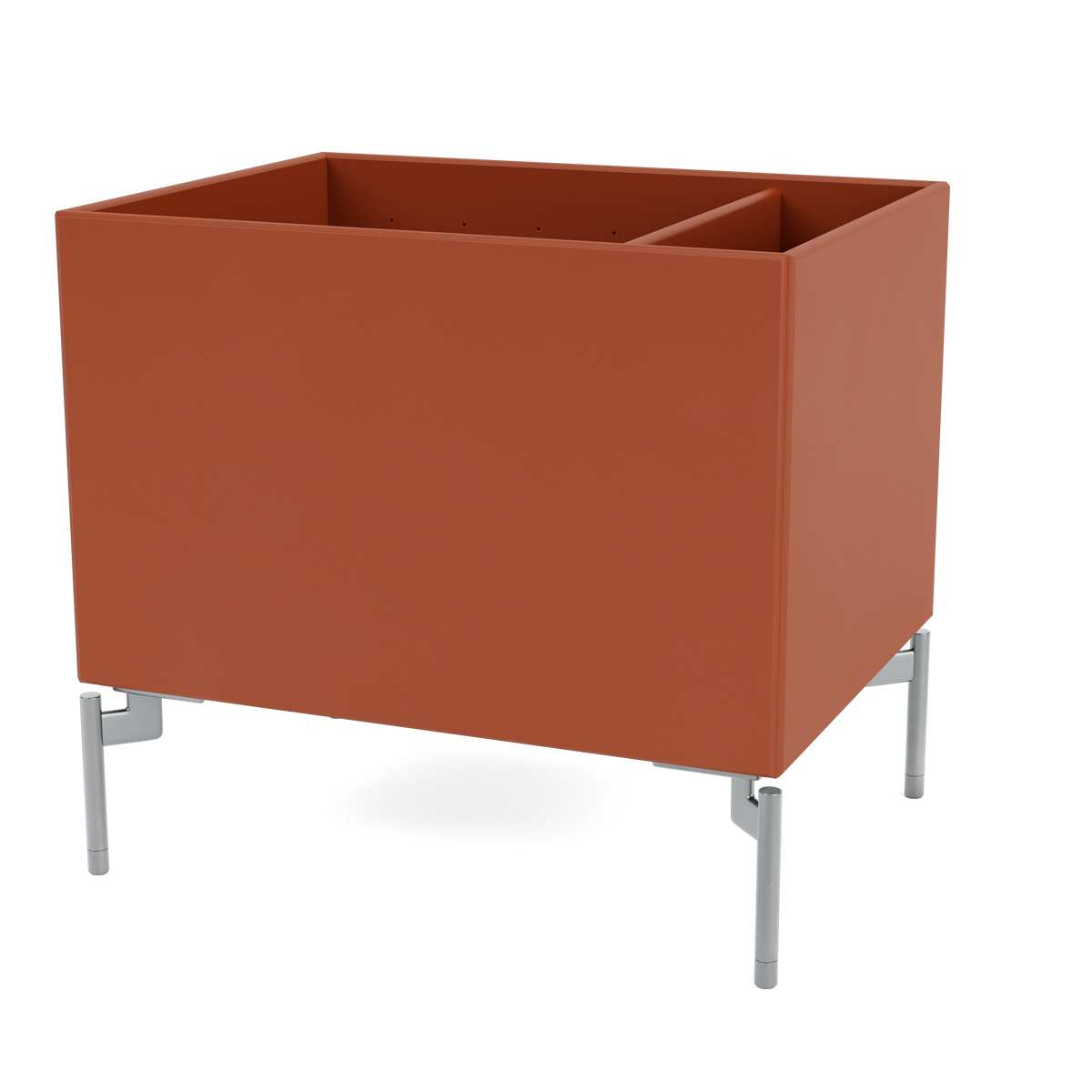 Boîte de rangement Colour Box II S4162 par Peter J. Lassen, laque 162 Hokkaido, sur pieds 12,6 cm Chrome mat, packshot Montana