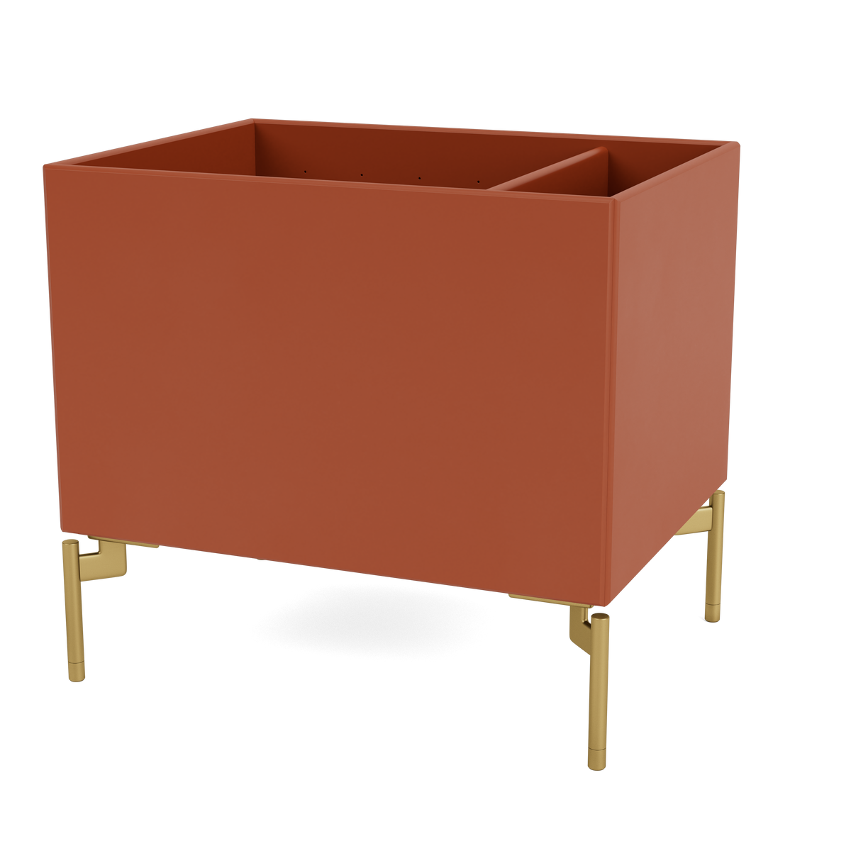 Boîte de rangement Colour Box II S4162 par Peter J. Lassen, laque 162 Hokkaido, sur pieds 12,6 cm Laiton, packshot Montana