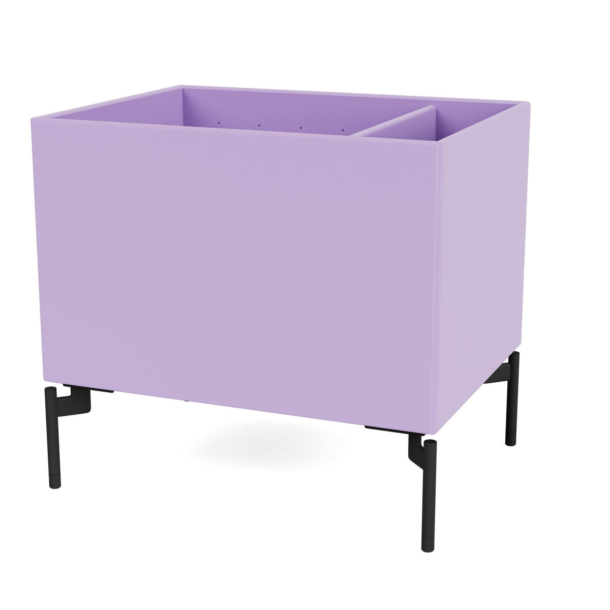 Boîte de rangement Colour Box II S4162 par Peter J. Lassen, laque 164 Iris, sur pieds 12,6 cm Black, packshot Montana