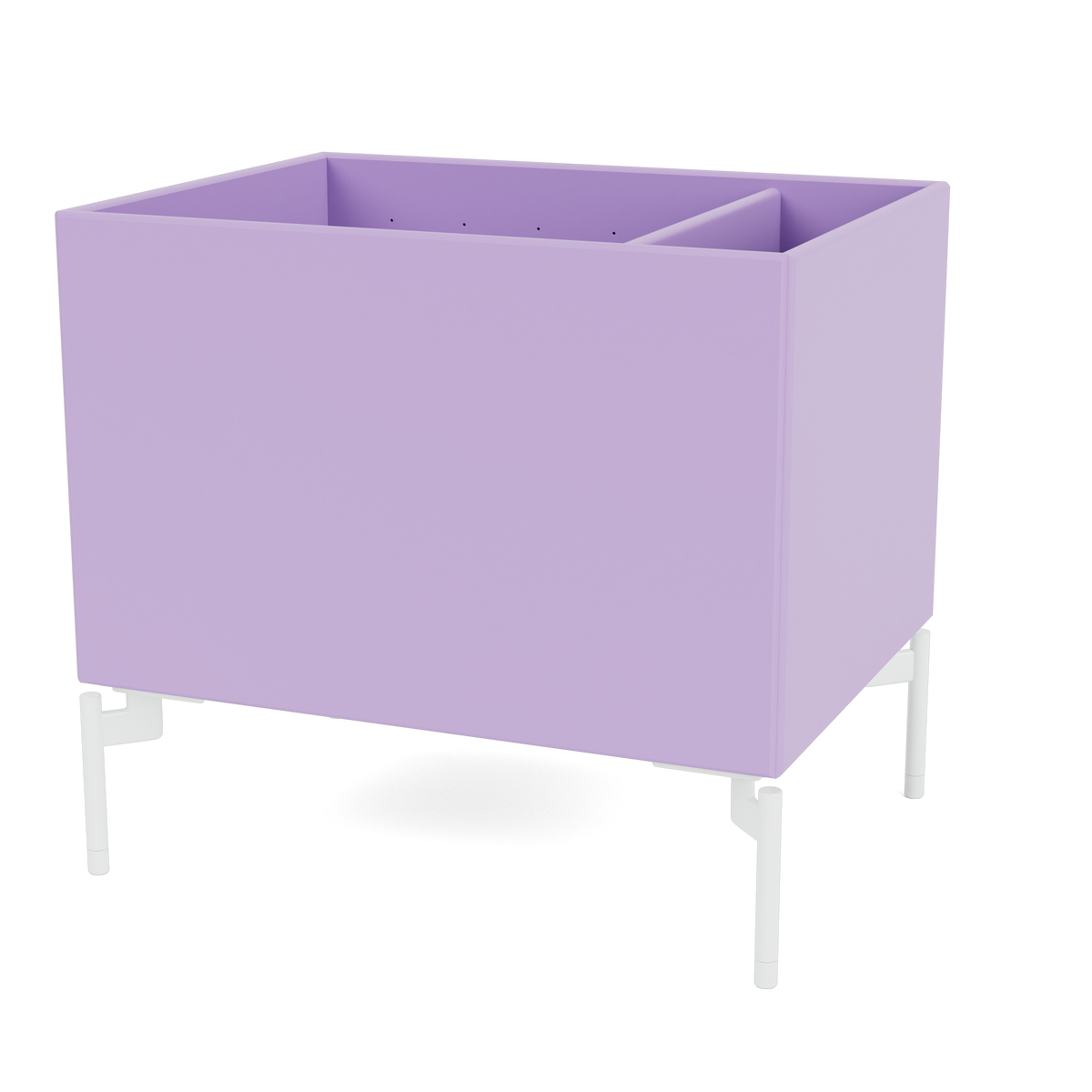 Boîte de rangement Colour Box II S4162 par Peter J. Lassen, laque 164 Iris, sur pieds 12,6 cm Snow, packshot Montana