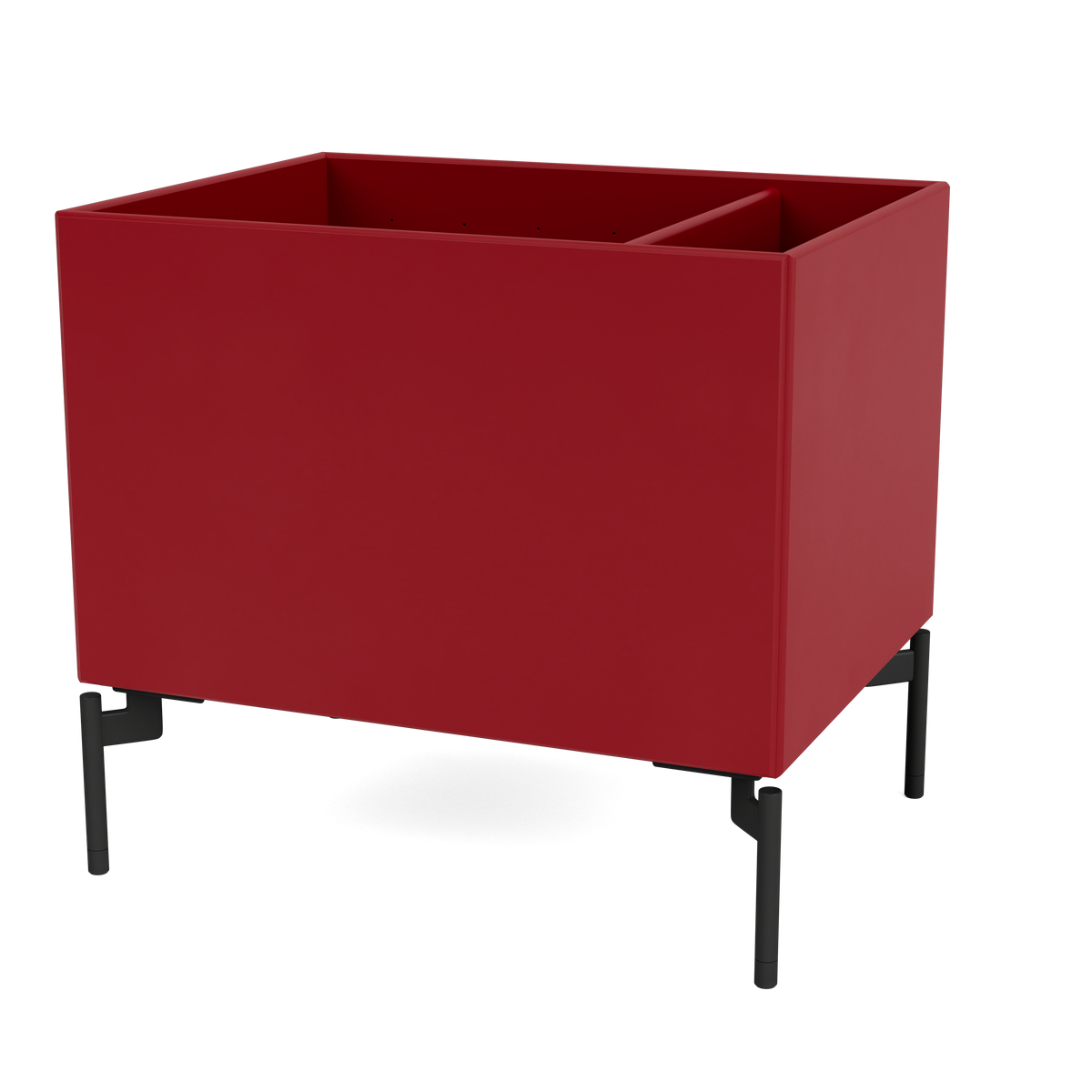 Boîte de rangement Colour Box II S4162 par Peter J. Lassen, laque 165 Beetroot, sur pieds 12,6 cm Black, packshot Montana
