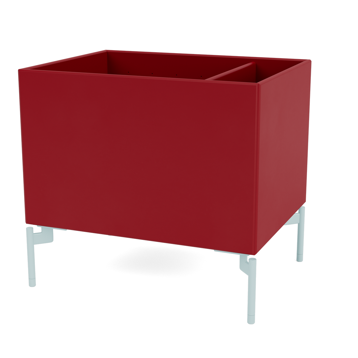 Boîte de rangement Colour Box II S4162 par Peter J. Lassen, laque 165 Beetroot, sur pieds 12,6 cm Flint, packshot Montana