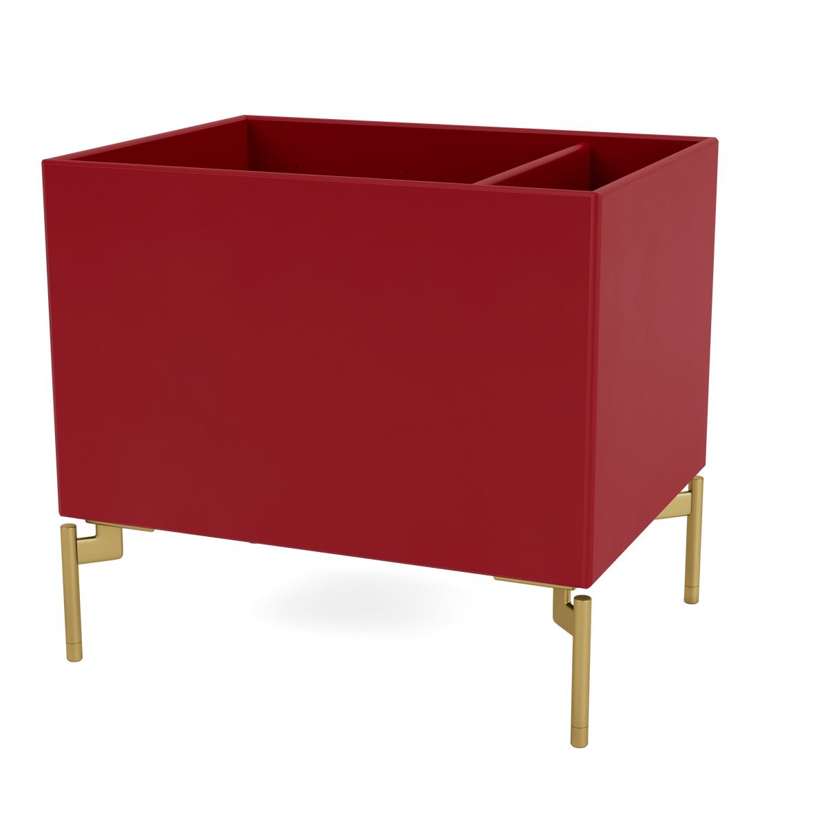 Boîte de rangement Colour Box II S4162 par Peter J. Lassen, laque 165 Beetroot, sur pieds 12,6 cm Laiton, packshot Montana