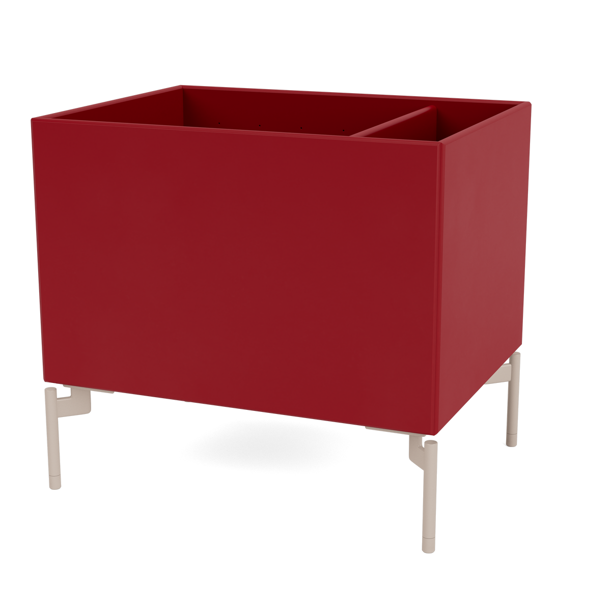 Boîte de rangement Colour Box II S4162 par Peter J. Lassen, laque 165 Beetroot, sur pieds 12,6 cm Mushroom, packshot Montana