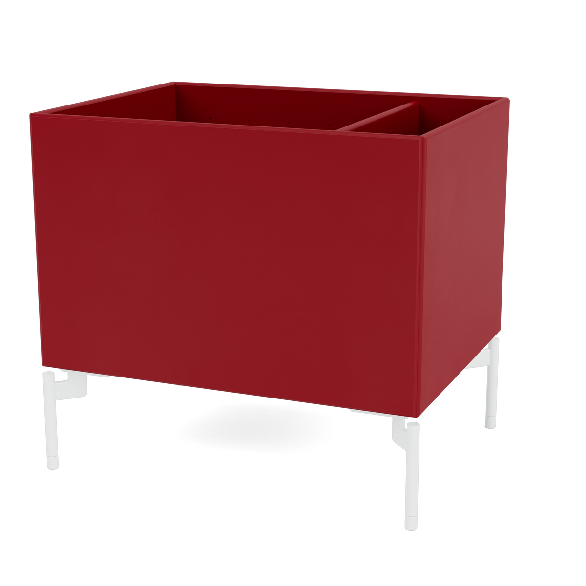 Boîte de rangement Colour Box II S4162 par Peter J. Lassen, laque 165 Beetroot, sur pieds 12,6 cm Snow, packshot Montana