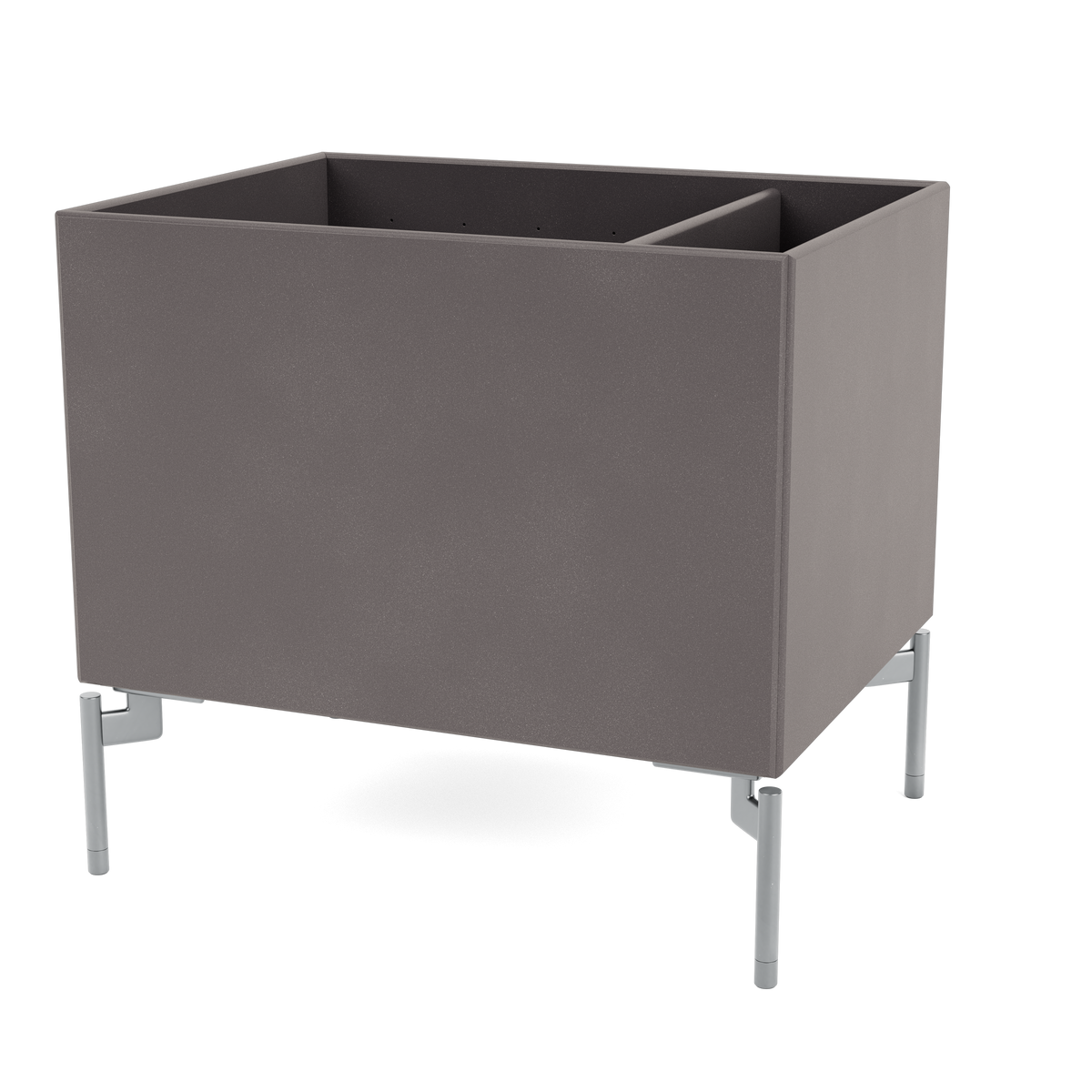 Boîte de rangement Colour Box II S4162 par Peter J. Lassen, laque 35 Coffee, sur pieds 12,6 cm Chrome mat, packshot Montana