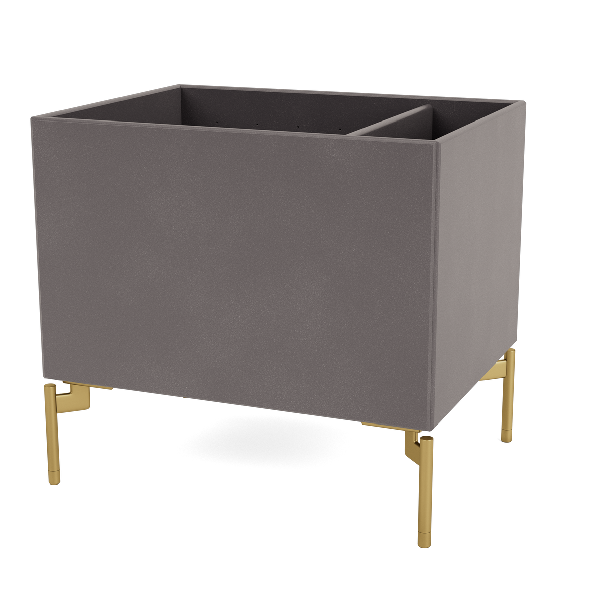 Boîte de rangement Colour Box II S4162 par Peter J. Lassen, laque 35 Coffee, sur pieds 12,6 cm Laiton, packshot Montana