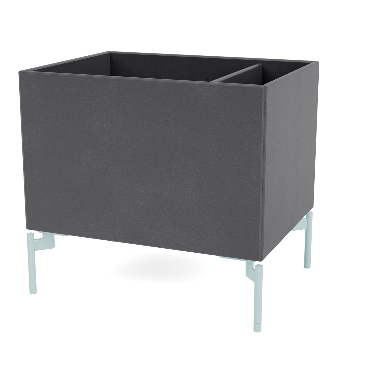 Boîte de rangement Colour Box II S4162 par Peter J. Lassen, laque 36 Coal, sur pieds 12,6 cm Flint, packshot Montana