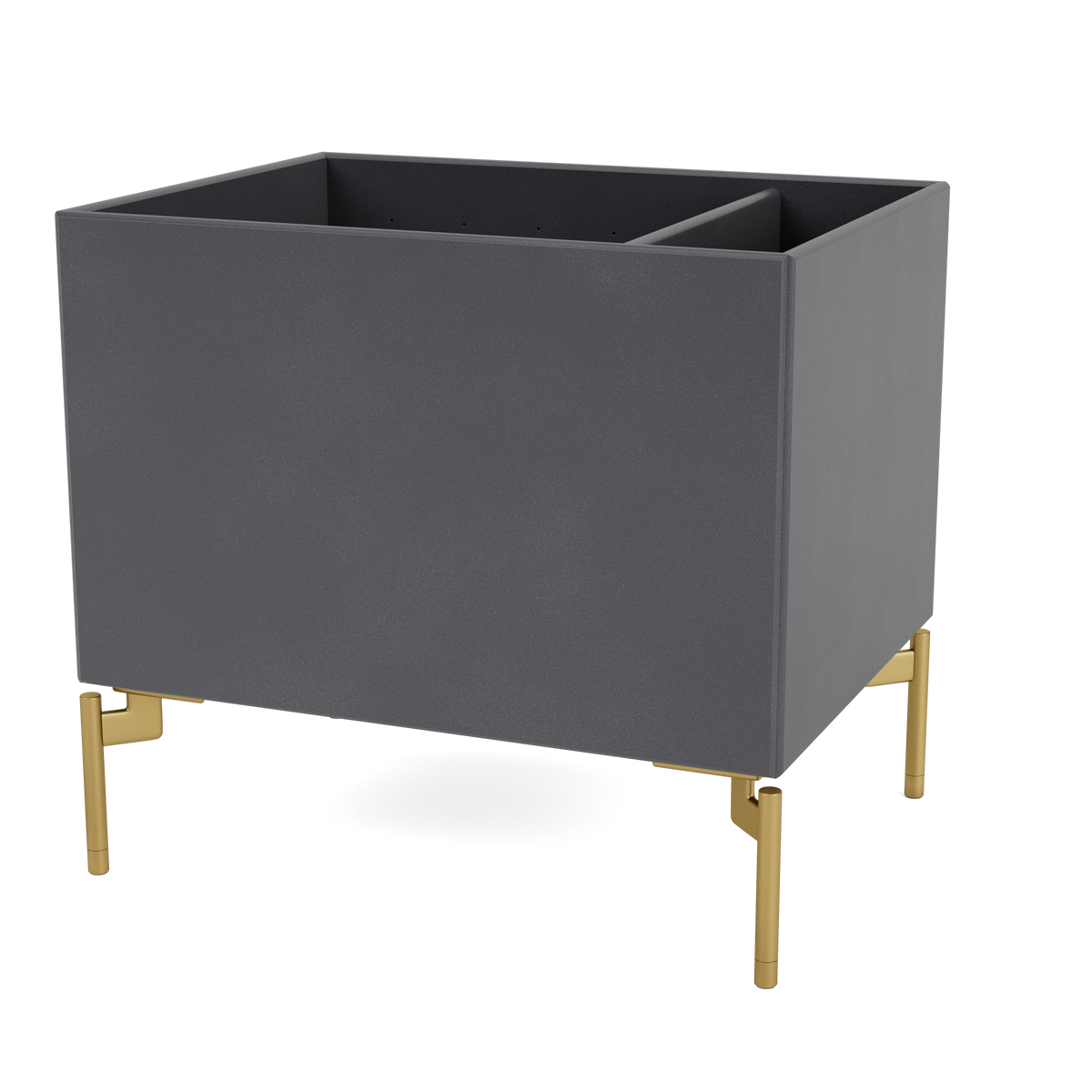 Boîte de rangement Colour Box II S4162 par Peter J. Lassen, laque 36 Coal, sur pieds 12,6 cm Laiton, packshot Montana