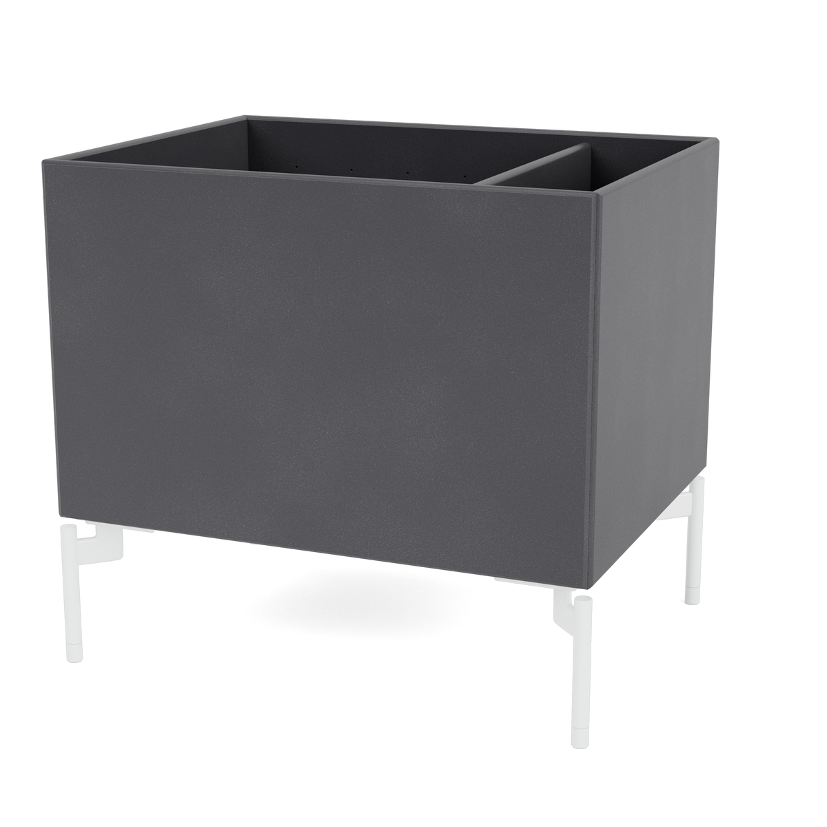 Boîte de rangement Colour Box II S4162 par Peter J. Lassen, laque 36 Coal, sur pieds 12,6 cm Snow, packshot Montana