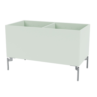 Boîte de rangement Colour Box III S1162 par Peter J. Lassen, laque 161 Mist, sur pieds 12,6 cm Chrome mat, packshot Montana