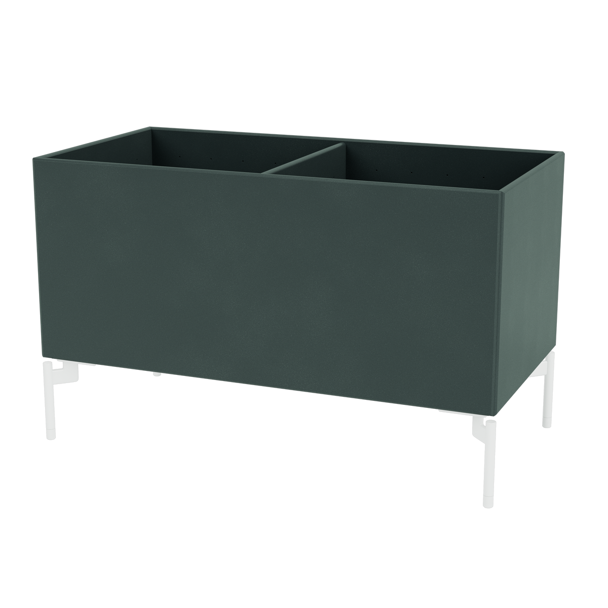 Boîte de rangement Colour Box III S1162 par Peter J. Lassen, laque 163 Black Jade, sur pieds 12,6 cm Snow, packshot Montana