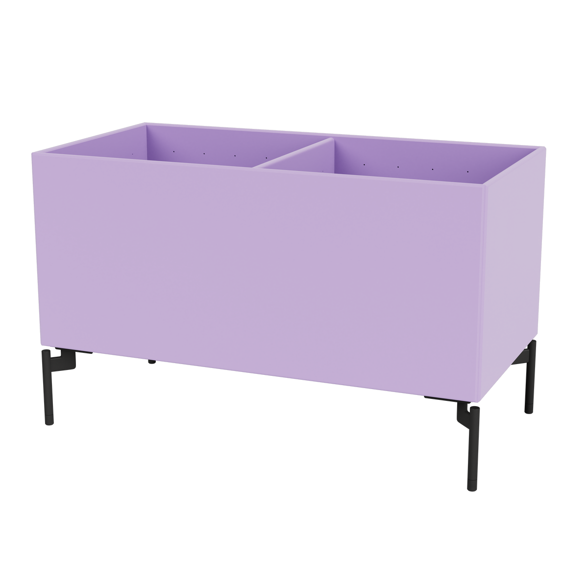 Boîte de rangement Colour Box III S1162 par Peter J. Lassen, laque 164 Iris, sur pieds 12,6 cm Black, packshot Montana