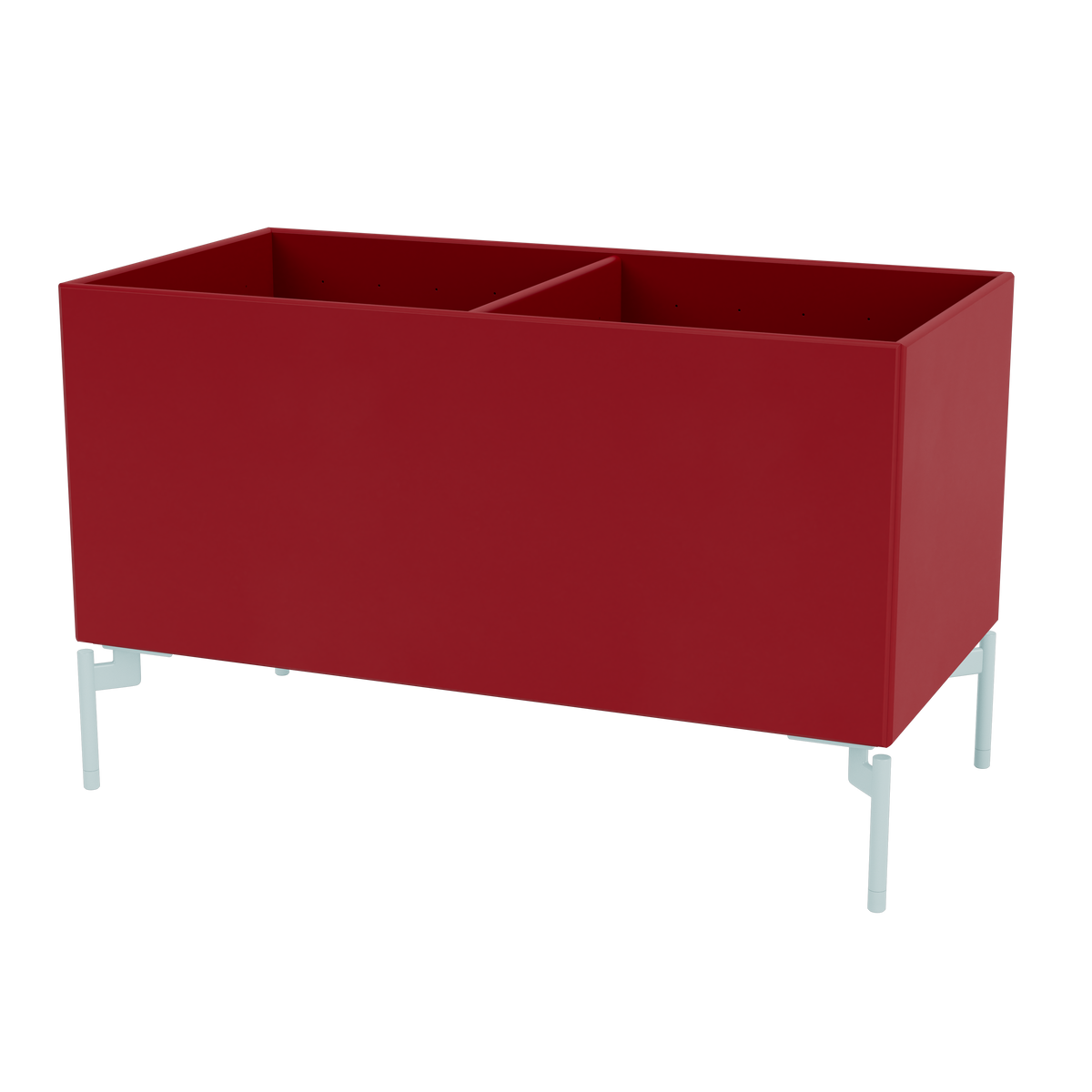 Boîte de rangement Colour Box III S1162 par Peter J. Lassen, laque 165 Beetroot, sur pieds 12,6 cm Flint, packshot Montana