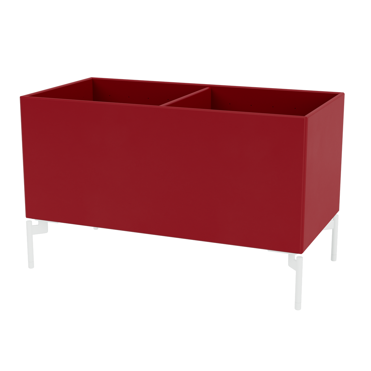 Boîte de rangement Colour Box III S1162 par Peter J. Lassen, laque 165 Beetroot, sur pieds 12,6 cm Snow, packshot Montana