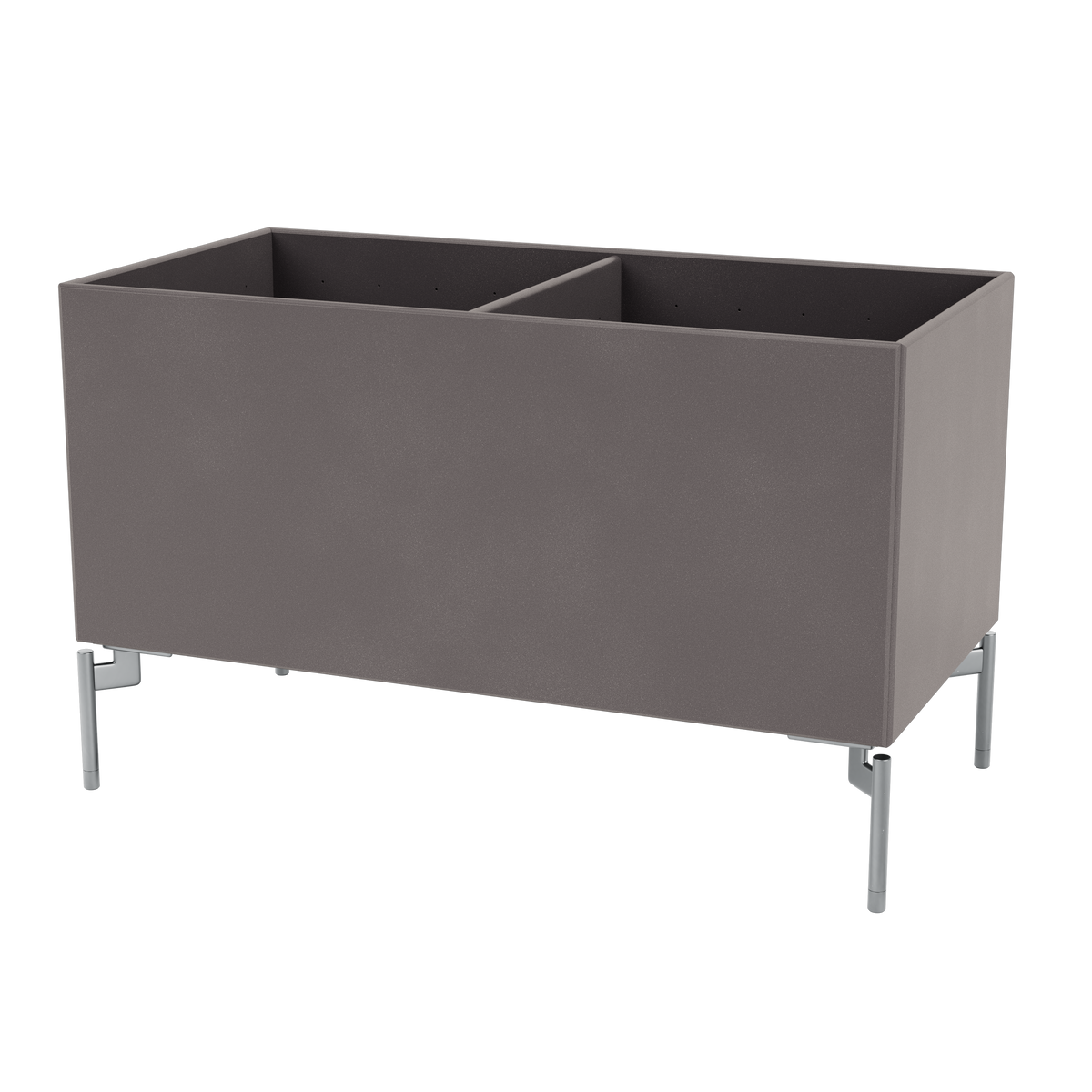 Boîte de rangement Colour Box III S1162 par Peter J. Lassen, laque 35 Coffee, sur pieds 12,6 cm Chrome mat, packshot Montana