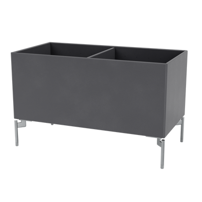 Boîte de rangement Colour Box III S1162 par Peter J. Lassen, laque 36 Coal, sur pieds 12,6 cm Chrome mat, packshot Montana