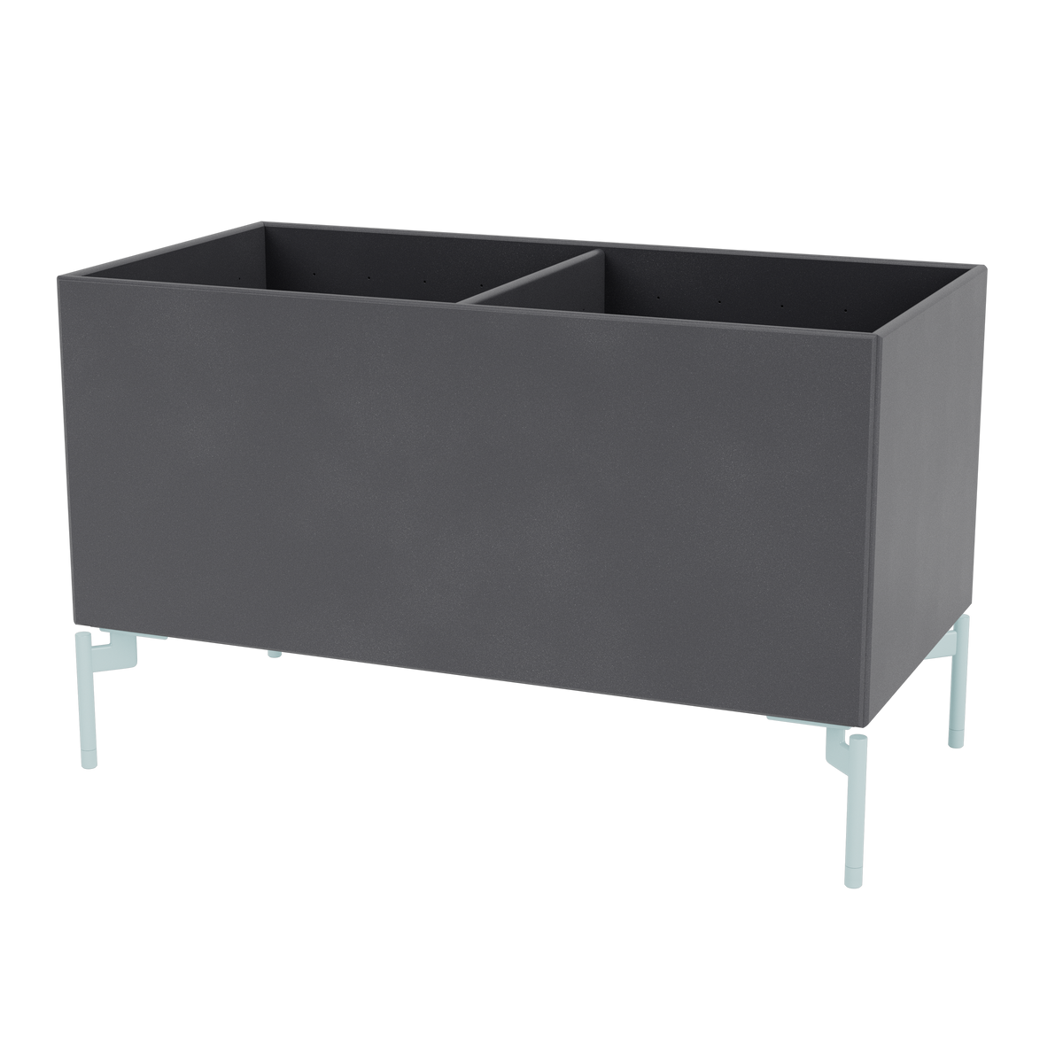 Boîte de rangement Colour Box III S1162 par Peter J. Lassen, laque 36 Coal, sur pieds 12,6 cm Flint, packshot Montana