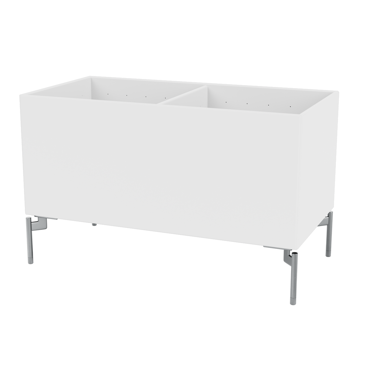 Boîte de rangement Colour Box III S1162 par Peter J. Lassen, laque 38 Snow, sur pieds 12,6 cm Chrome mat, packshot Montana