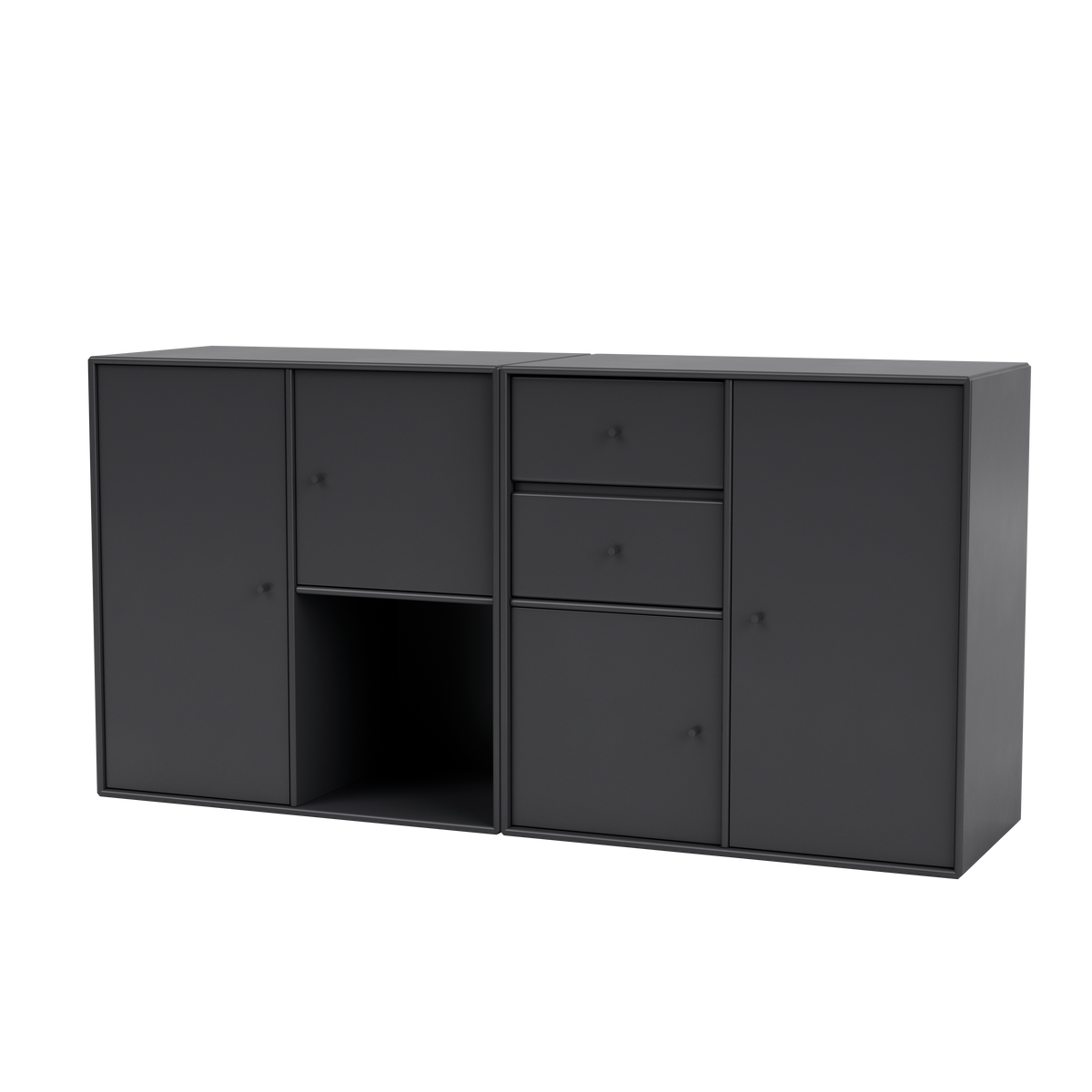 Buffet Couple par Peter J. Lassen, laque 04 Anthracite, suspendu au mur, packshot Montana